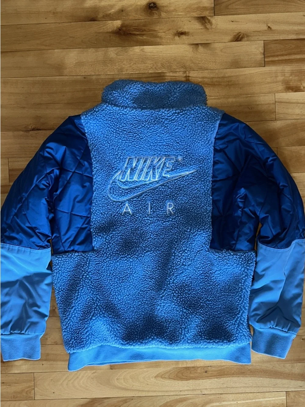 Nike Kids Blue Sherpa Quilted Sleeve Half-Zip Pullover